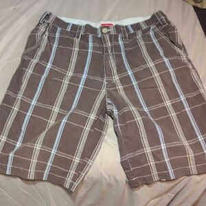 Massimo Brown and Blue Plaid Men's Shorts